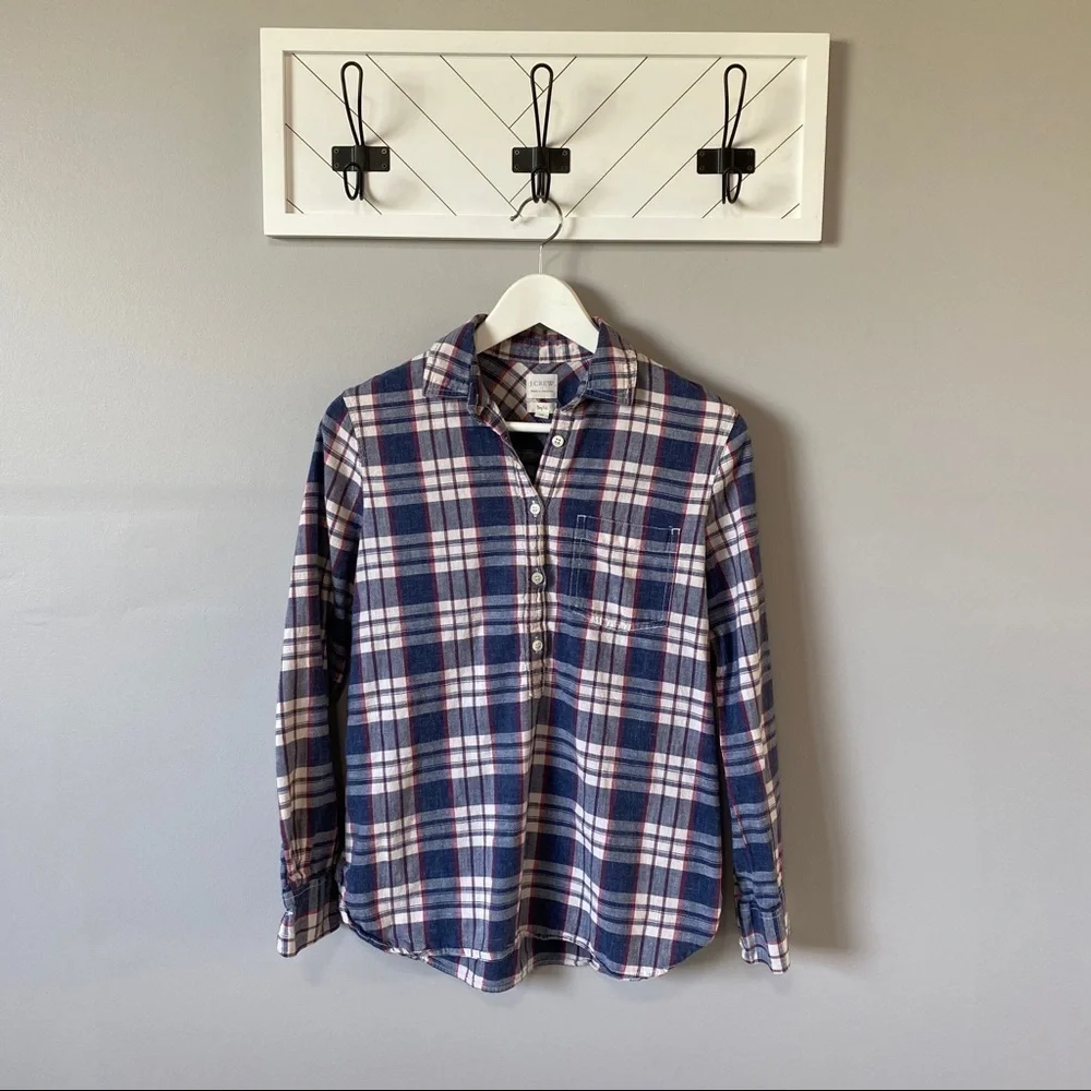 J. Crew Boy Fit Button Up Shirt Blue Sz XS